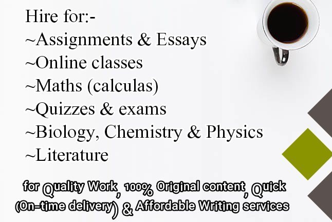 We guarantee to secure you the top grades you need in your onlineclasses.
#Essaypay
#Online classes 
#Essay due
#Paper pay
#Someone help 
#Case study
#Do my homework
PROGRAMMING
#onlineclasses
#English class 
#Pay assignment
#Homework .
#Essay write
