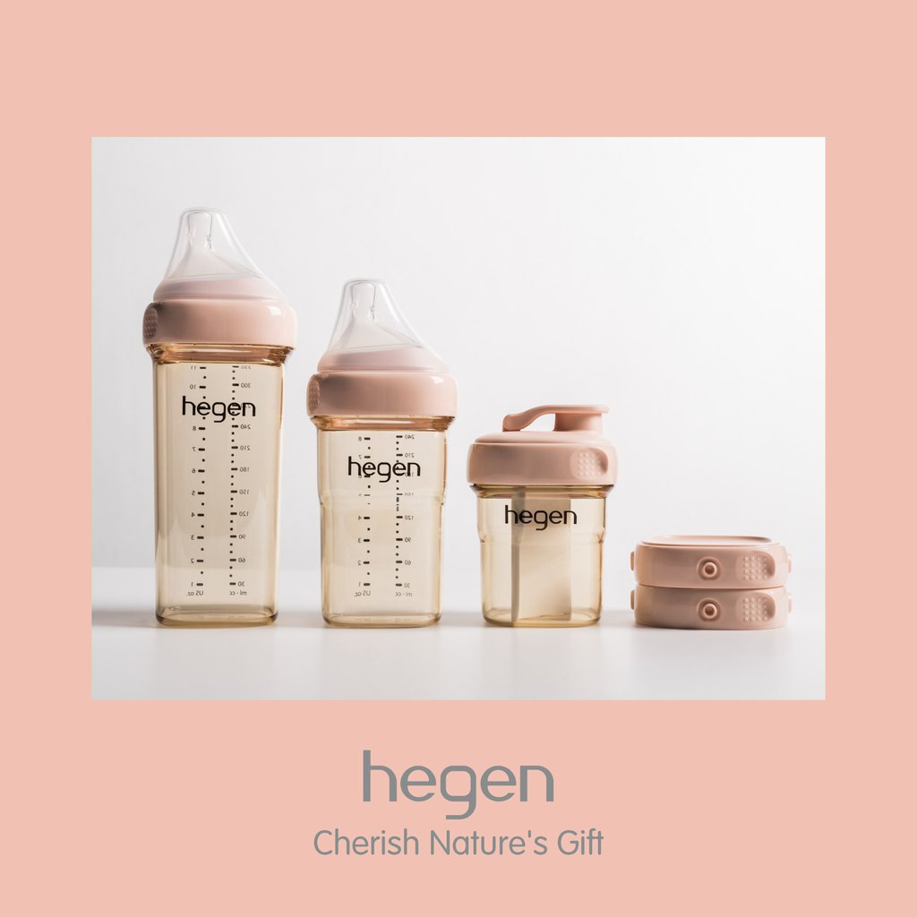 Our bottles come in three different sizes and with interchangeable lids! - for drinking and for storage!⁠ ⁠ ✨Click the link below to choose the perfect combo for you and baby! 🍼 l8r.it/GduY #hegenuk #hegen #baby #babybottles #mumlife #feedingjourney
