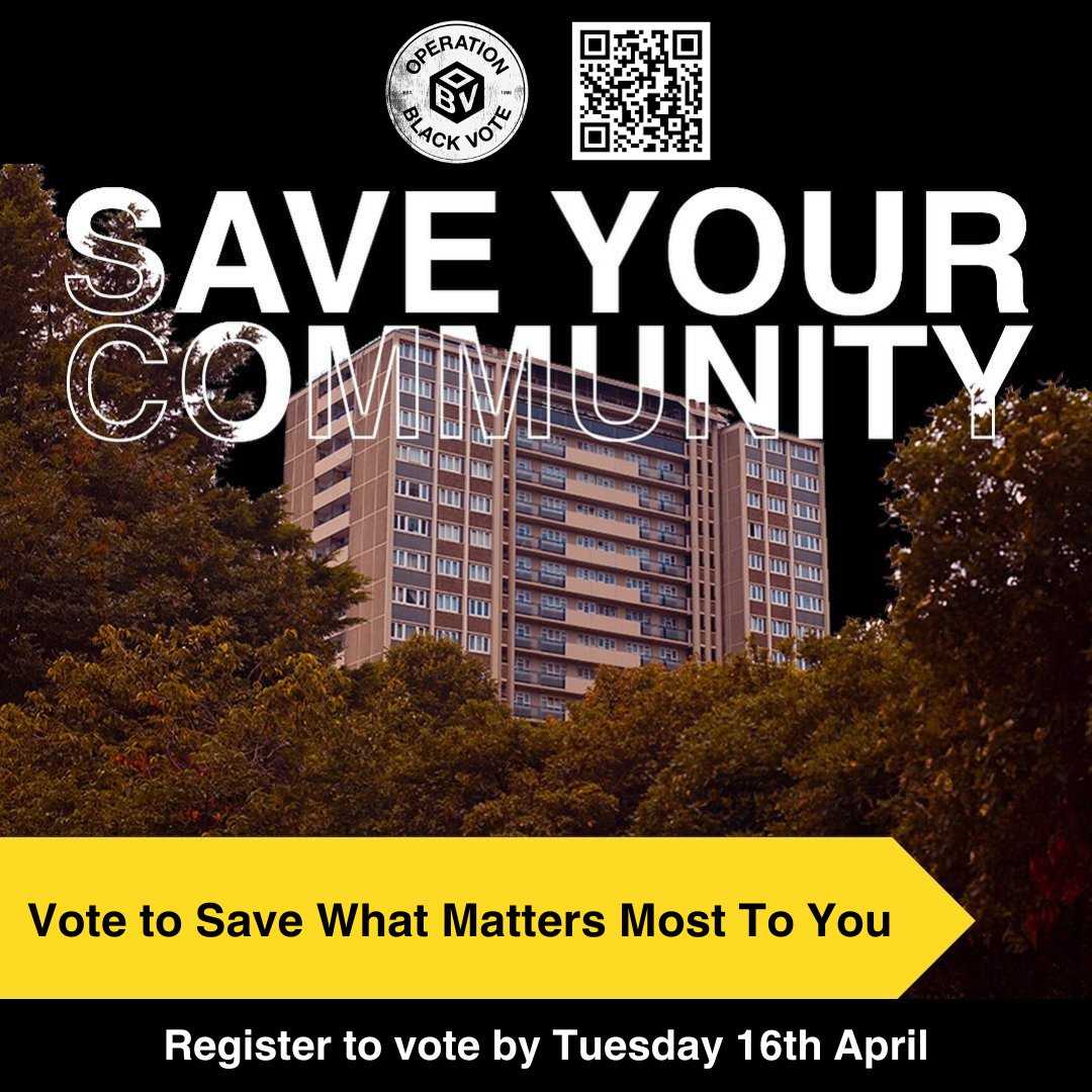 You only have 2 more days 🕛

Register to vote & save what matters to you most!

Whether it's affordable housing, youth services or community policing; this is your chance to make a stand ✊

#blackvotesmatter #operationblackvote #elections24 #mayoralelections #useitorloseit