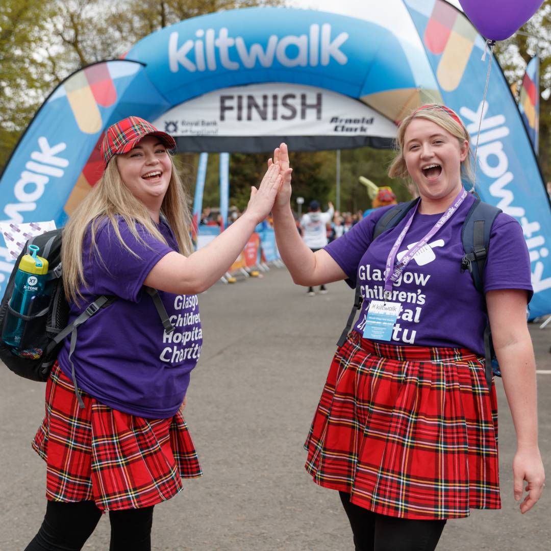 Only 2 weeks to go until the Glasgow Kiltwalk 💜 From Mighty Striders to Wee Wanderers, we'll be right there with you, pleats swinging. Make sure to visit us at Pit Stop 4 in Bowling, where we'll have refreshments, live entertainment and plenty of blister plasters!