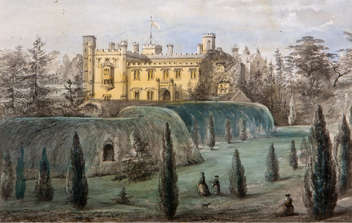 #NationalGardeningDay🌻 Not everyone can claim to have a hedge maze in their back garden... unless you live at Hogwarts School of Witchcraft and Wizardry or indeed, Elvaston Castle🍃 The Maze at Elvaston Castle is a 19th century #watercolour by Geroge Robert Vawser(1815-1893)🎨