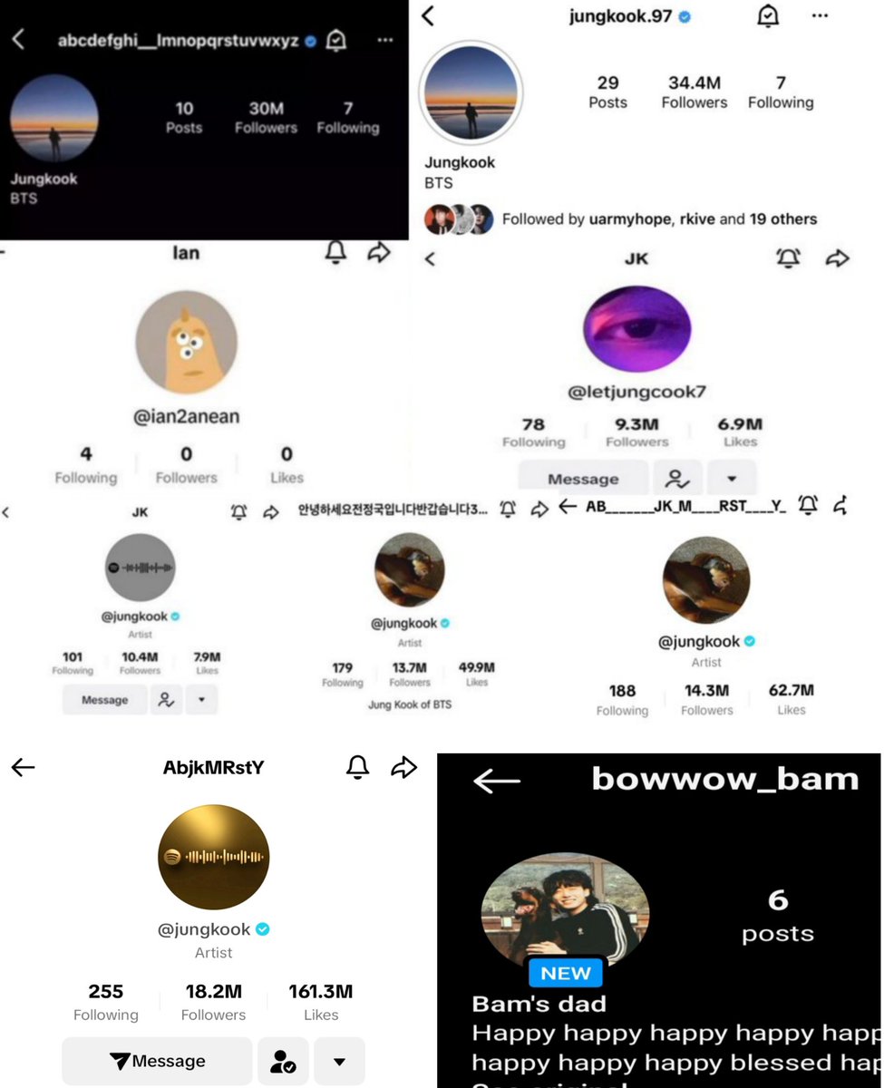 Jungkook username handles: Instagram: -abcdefghi__lmnopqrstuvwxyz -jungkook. 97 -bowwow_bam(new) TikTok: -Ian2anean -Letjungcook7 -jungkook -안녕하세요전정국입니다반갑습니다30자채우려고이렇게길게적어 (HelloI'mJeonJungKookNicetomeetyouIwroteitthislongtofillin30letter)…