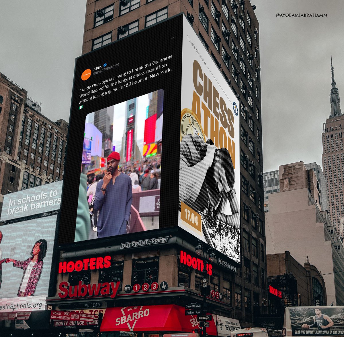 Time square, New York. 17th April, 2024. History is about to be made. ♟️ @Tunde_OD — 👨🏾‍💻🎨 @AyobamiAbrahamm