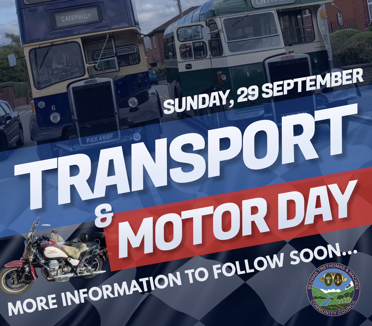 🚎  Save the Date 🚎

Transport & Motor Day 
Sunday, 29 September 2024

Sponsored by BTM Community Council

More information to follow soon. 

#BTMCC #Family #Community #BTMarea #GYRarea