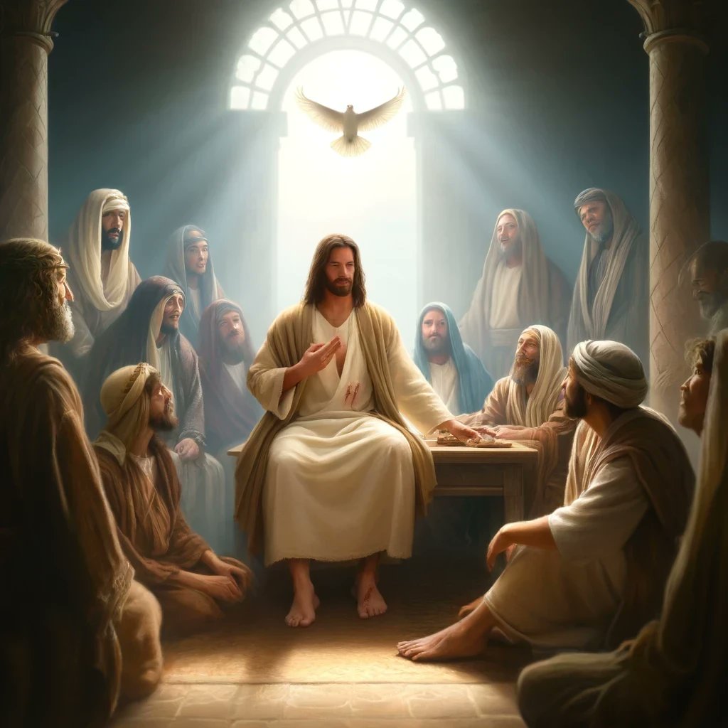 Today's Gospel (Lk 24:35-48) invites us into the room where Jesus reassures His disciples with His presence, showing His wounds, proving His resurrection. 🕊️ 'Peace be with you,' He says, offering not just words, but a deep, transformative peace. #SundayGospel #Resurrection