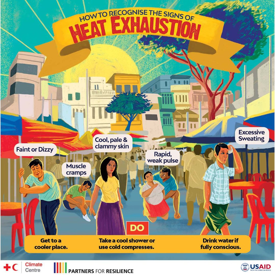 Heat stress is rapidly increasing across Indonesia, as well as the number of people exposed to the risk. Check out these signs to recognize heat illness! @USAID @USAIDSavesLives @ifrc @RedCross @palangmerah @usembassyjkt @USConGenSby