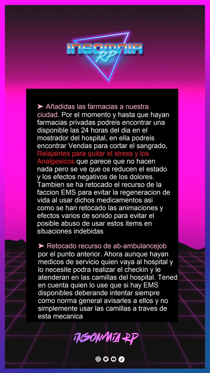 InsomniaRP__'s tweet photo. ¡Aquí tenéis algunas novedades y actualizaciones que os traemos para acabar la semana! https://t.co/gjWfuRzNnx