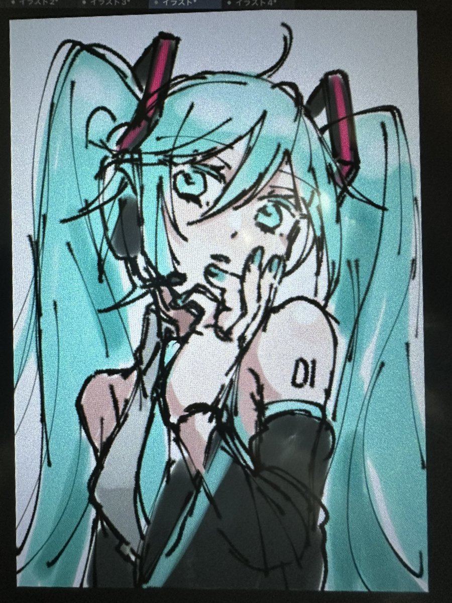 初音ミク 「線画にしたらダメだった 」|domiのイラスト