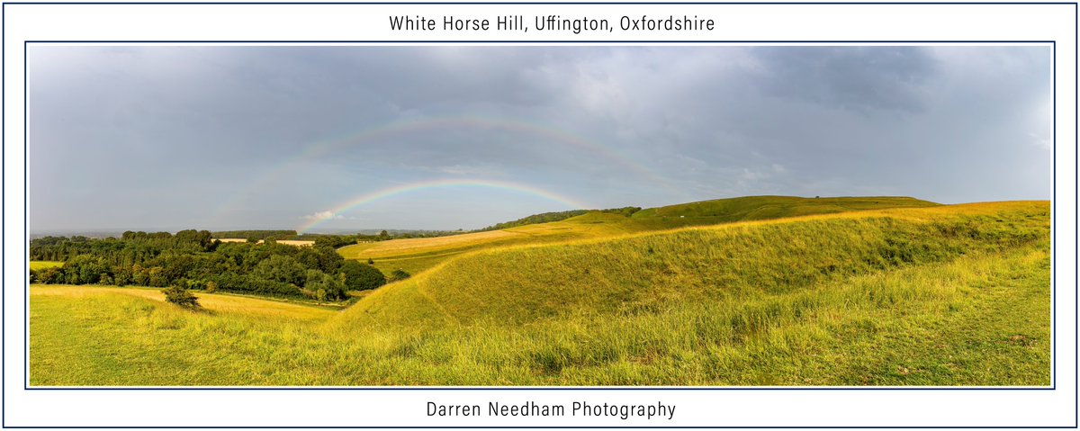 #Pano of White Horse Hill, Uffington, #Oxfordshire A double #Rainbow pointing out Dragon Hill and the White Horse figure. #StormHour #ThePhotoHour #LandscapePhotography #NaturePhotography #NatureBeauty #LoveUKWeather #PanoPhotos @EnglishHeritage @nationaltrust @PanoPhotos