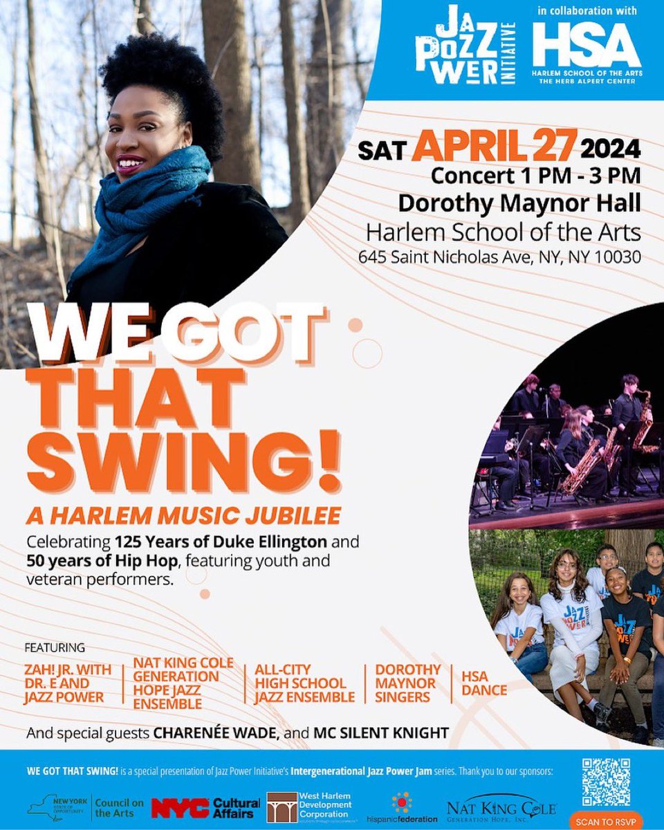 #Repost @JazzPowerOn Join us Saturday, April 27th, from 1 to 3 p.m. at @HSAnyc for an unforgettable celebration of music spanning from 125 years of Duke Ellington to 50 years of #HipHop. eventbrite.com/e/we-got-that-… #wegotthatswing #50yearsofhiphop #harlemjazz #HSANYC