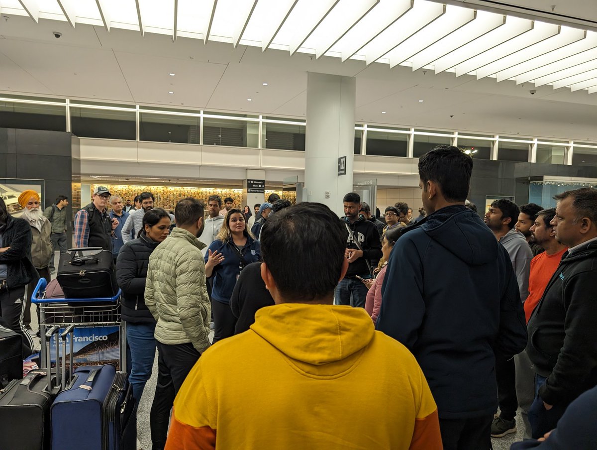ankitTwiits's tweet photo. @airindia flight no. #184 SF to Del is now delayed for more than 7 hours, passengers are stranded at the SF airport with no Air India staff to even answer question or queries, the updated time of departure was given 5:30 am and it's already 4:20 am and still no one. @airindia @RNTata2000 @MoCA_GoI @JM_Scindia  please help apparently the staff is sitting inside the airport but doesn't wants to come out to answer questions
