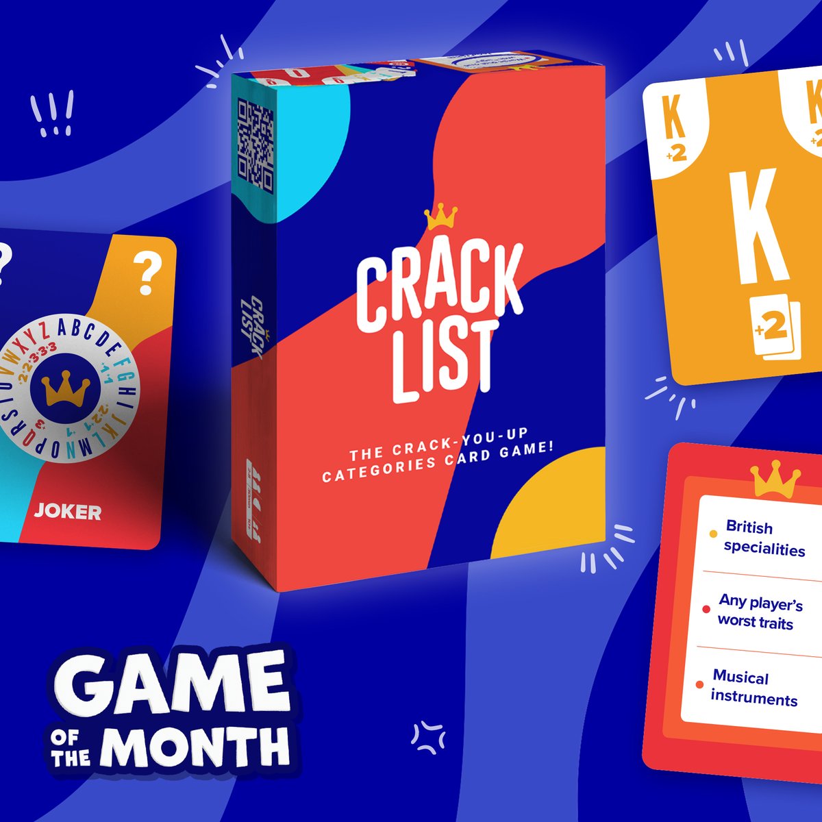 Our new #GotM Crack List is a fab fast-paced card game with a Scattergories-like element of madly trying to think of words that fit with the themes. It's the perfect size to throw in your bag for a party, pub, or travel entertainment, and one you'll come back to again & again!