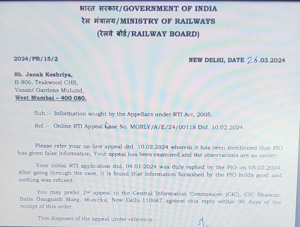 Sir #NarendraModi a simple #RTI & 1st #Appeal are being rejected by @RailMinIndia , points raised : 1. Details of 3D #Selfie Points of #PM installed all over #India 2. Names of Bidders who submitted #Tenders 3. Name of Bidder qualified. 4. Tender copy. Sir why this simple RTI