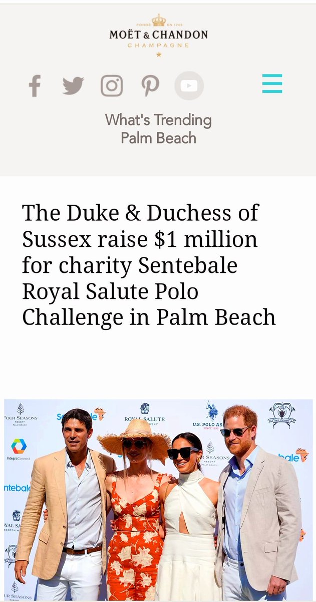 The Royal Salute Polo Challenge raised $1 Million for Prince Harry’s charity Sentebale. The Sentebale Polo Cup will be held later this year.