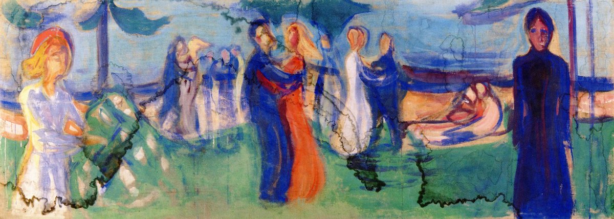 'Dance on the sea' by Edvard Munch, 1906-07. @albertopetro2 @ZanelliNadia @BaroneZaza70 @karmendida @ampomata @neblaruz @BrindusaB1 @DavLucia @LunaLeso @augustin_gut @smarucci461 @AlessandraCicc6 @valerioLivia @yianniseinstein @svetlana_soroka @DEOLINDAMA93701 @oppedisanopeppe