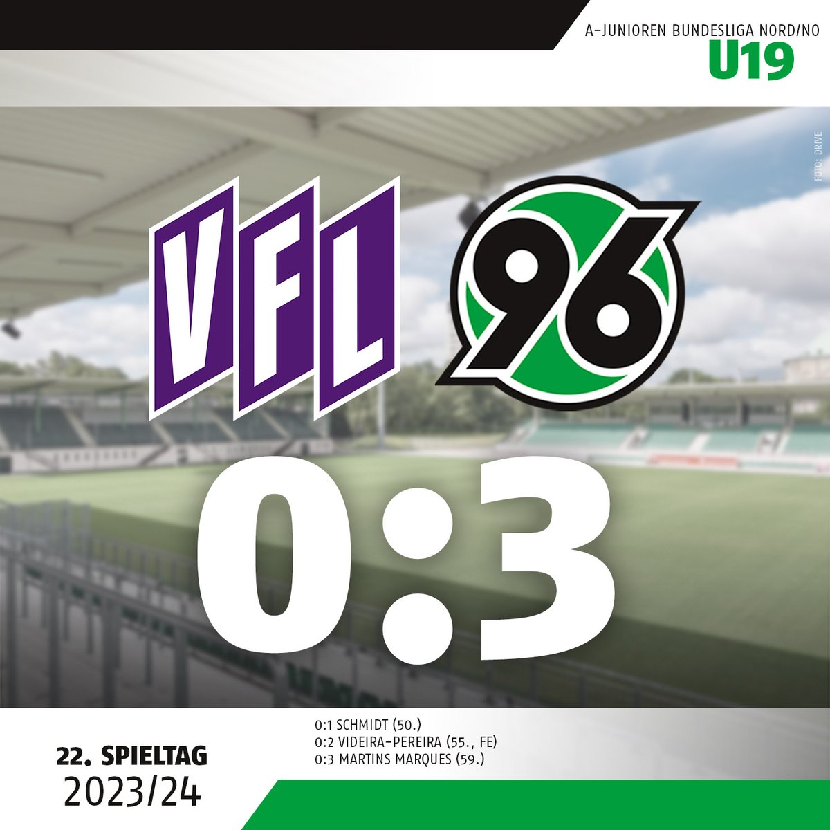 Stark! Auch beim @VFLOsnabruck bleibt unsere #96U19 siegreich. Glückwunsch Jungs und kommt gut heim in die #96Akademie nach diesem langen, aber erfolgreichen Sonntag! ⚽️⚽️⚽️ #H96 #NiemalsAllein ⚫️⚪️💚