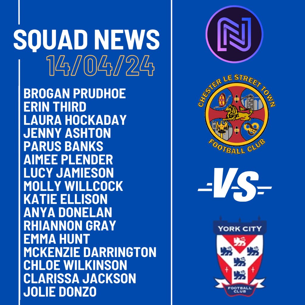 💙🤍 SQUAD NEWS 💙🤍 Take a look at todays squad who take on @YorkCityLFC Get stuck in lasses! Let’s go! 💙🤍