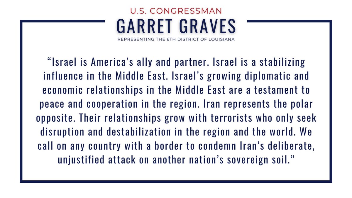 Israel is America's ally and partner. We call on any country with a border to condemn Iran's deliberate, unjustified airborne attack on Israel's sovereign soil.