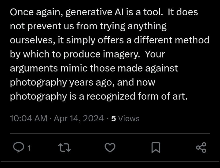 The problem with this logic is that more and more people are simply going to lose interest in even trying, knowing that big AI is going to reap the rewards of their efforts more than anyone else. Everything, even this post will be used to train AI now.