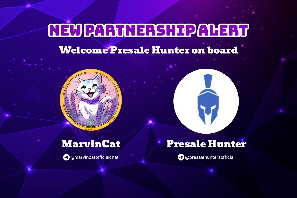 🚀 Big Announcement! 🚀

We're thrilled to share a pivotal moment with our community! 🎉

MarvinCat proudly unveils our groundbreaking partnership with <a href="/SonOfTrading/">Son of Trading</a>, also recognized as @PresaleHuntersOfficial, a trusted name in the crypto sphere. 🤝

Their wealth of experience
