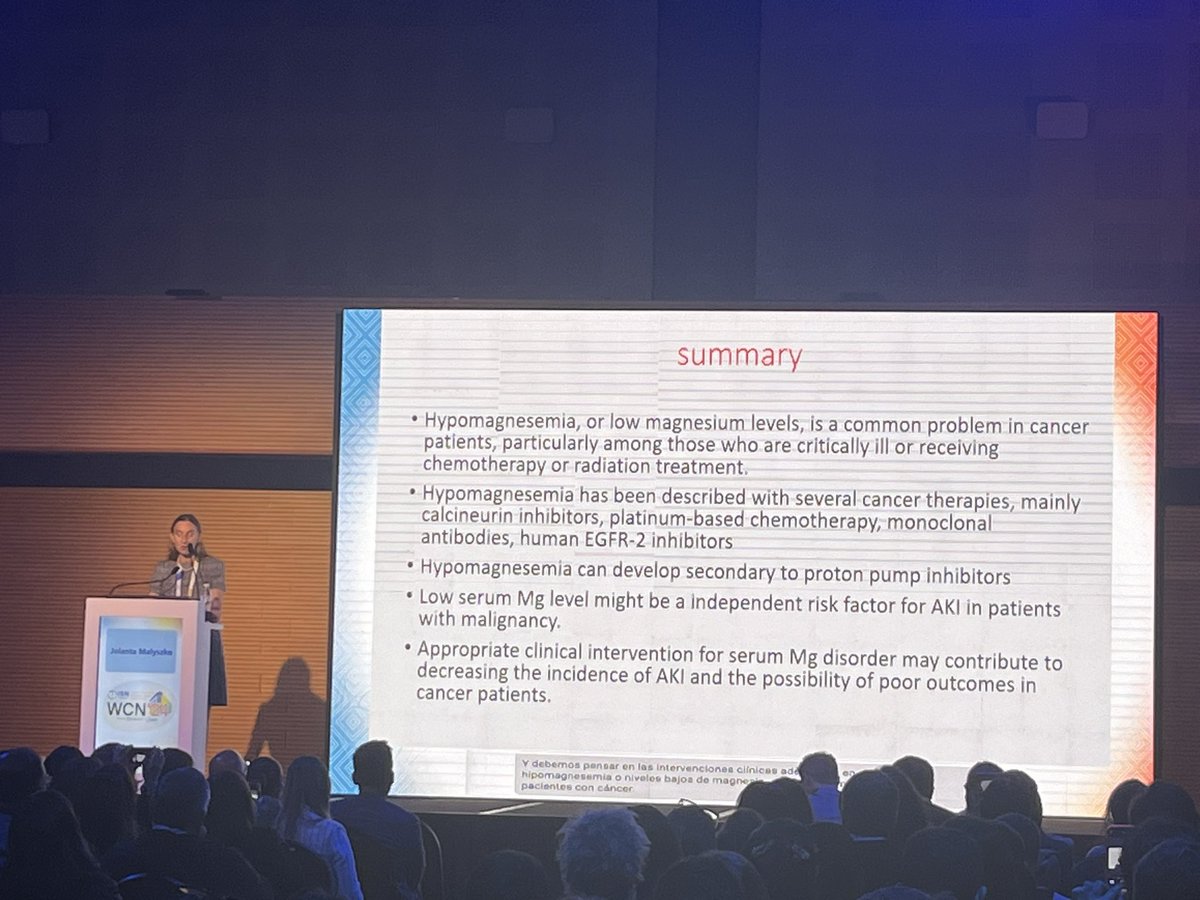 Hypomagnesemia is a plethoric and multifactorial issue in patients with malignancy. Magnesium administration could decrease AKI incidence @onconephsociety @ISNWCN #ISNWCN @ISNkidneycare