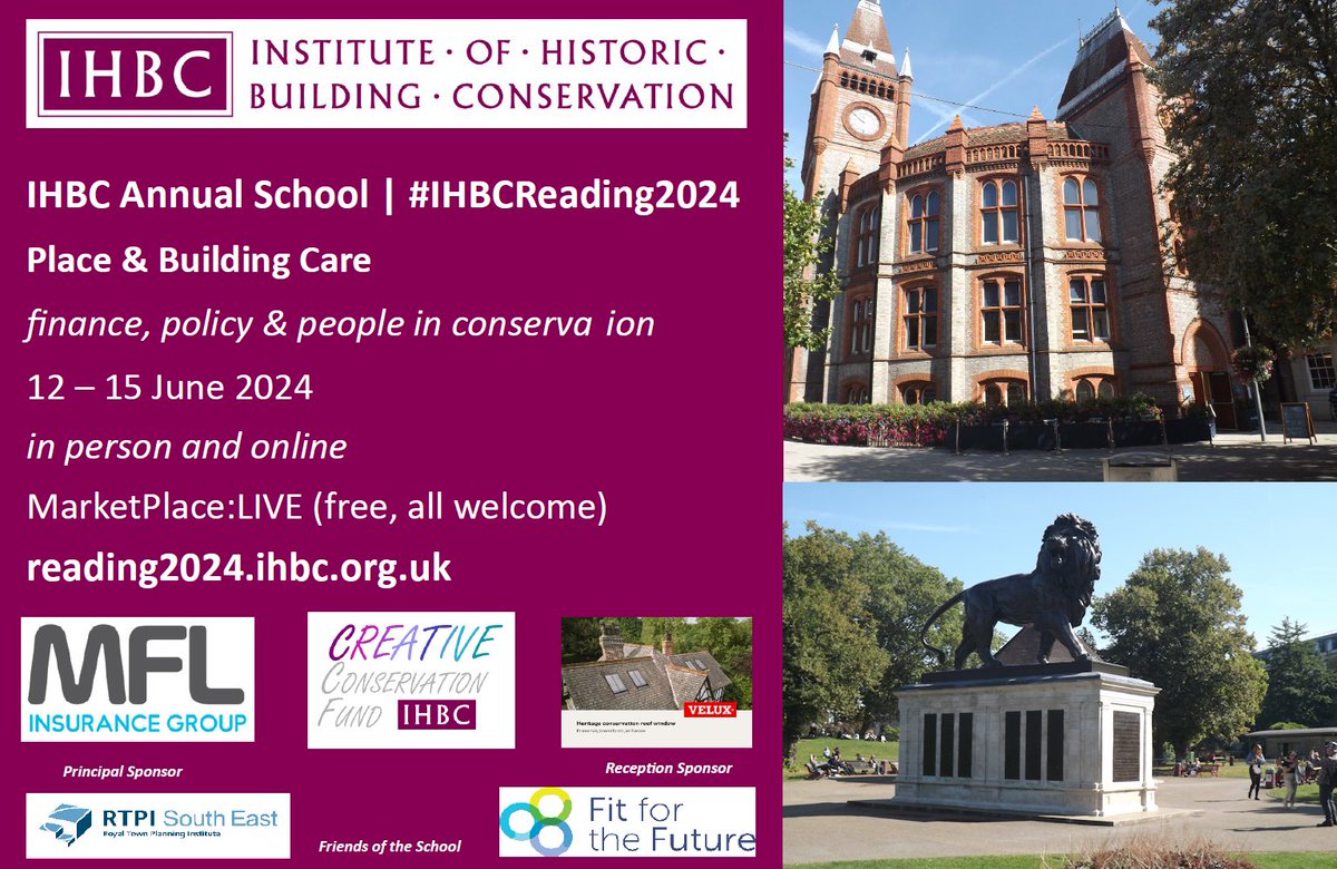 #IHBCReading2024: ‘Place & Building Care: Finance, policy & people in conservation practice’ DAY SCHOOL 14/06 ONLINE & IN-PERSON FROM £30 +VAT reading2024.ihbc.org.uk/dayschool CPD, presentations from experts, case studies, networking, exhibitions #conservation #cpd #networking #management