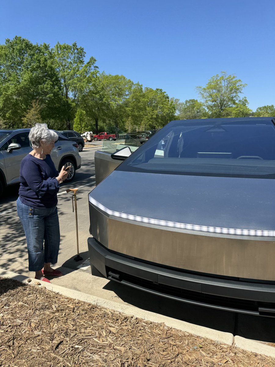 She said she hopes she can get a Cybertruck before she dies. She ordered it when it first came out. Currently owns a Model X and loves it. She asked me how long I waited for mine after ordering. “a month 😐”