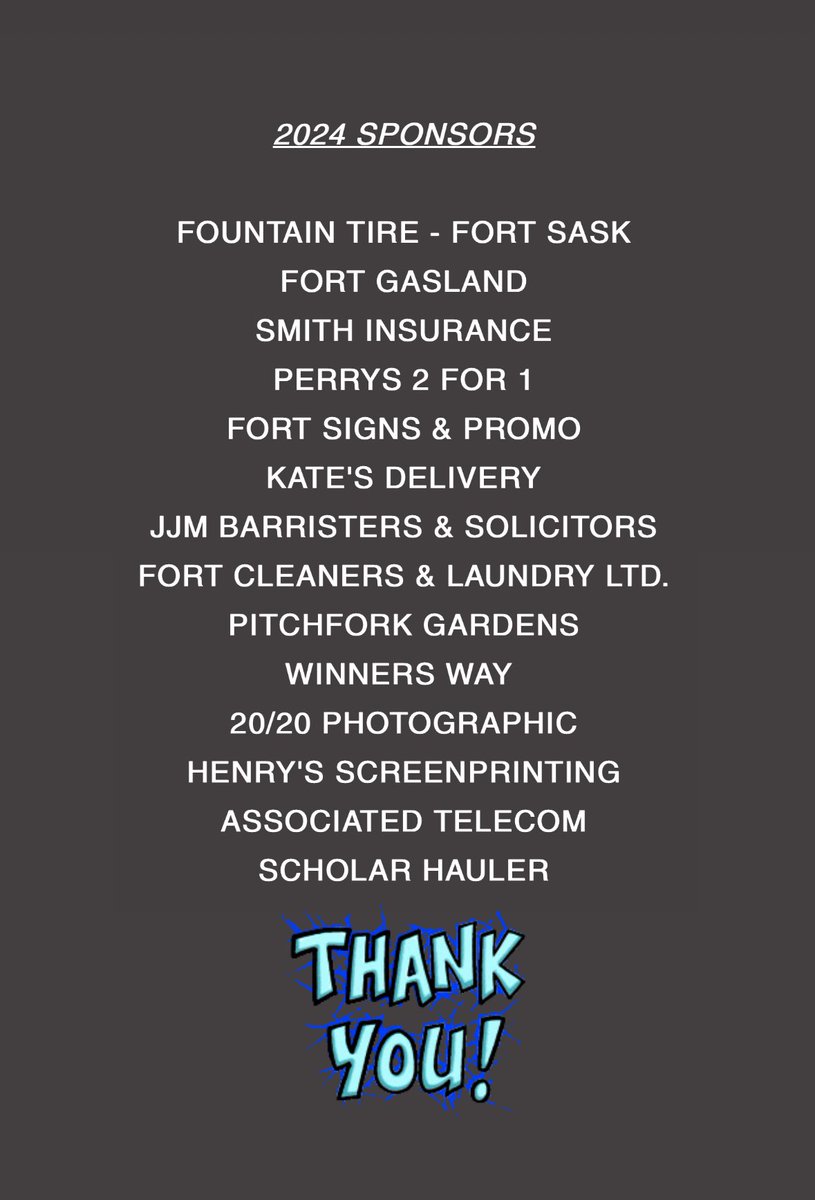 THANK YOU ⚾️ to the following sponsors for your support this season! We could not do this without your continued support year after year!