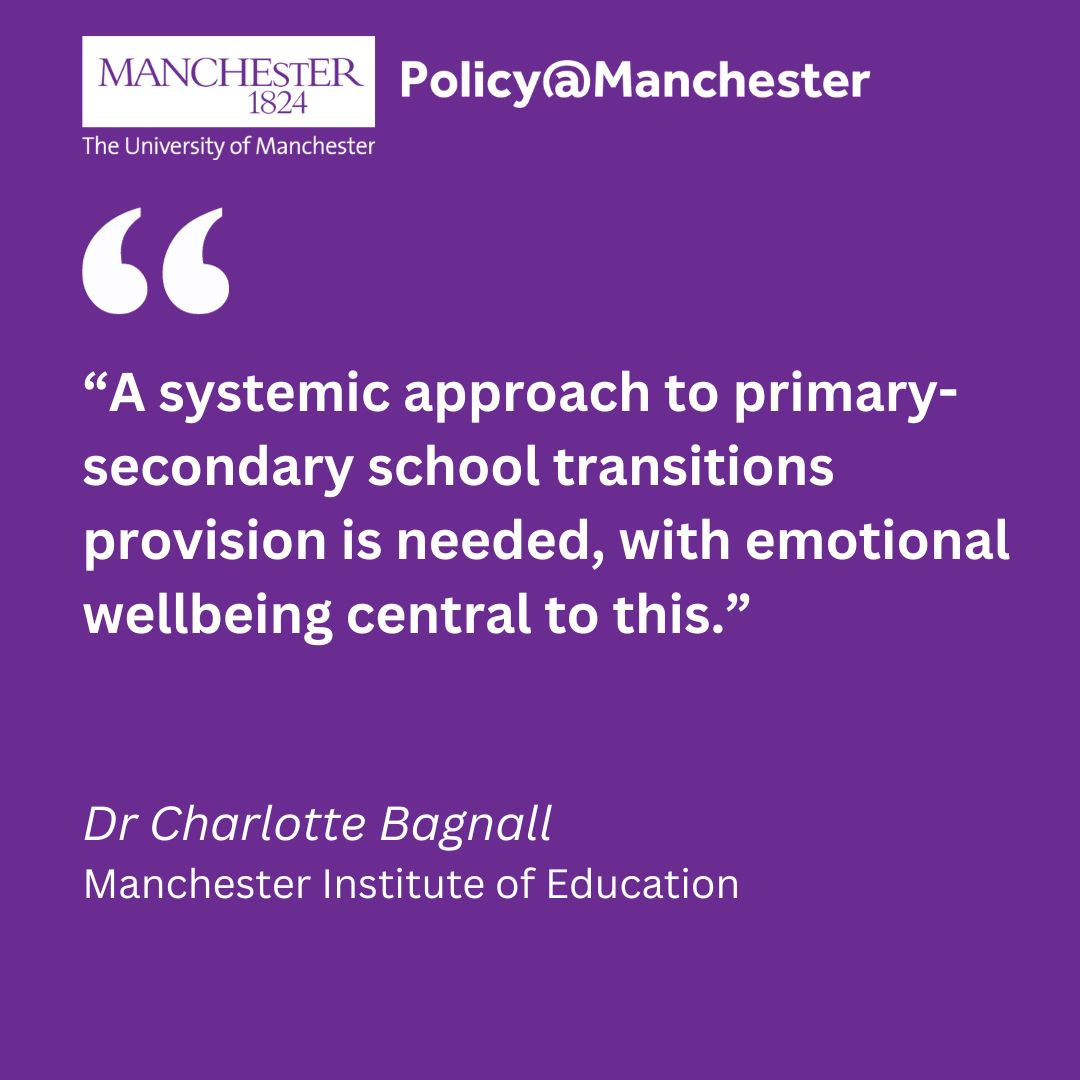 ✏️ Children with #SEND are vulnerable to poor experiences of primary-secondary school transitions. 🤔 This can negatively impact emotional wellbeing and could impact attainment in the long-term. @_CBagnall explores how we can support these children: blog.policy.manchester.ac.uk/posts/2023/11/…