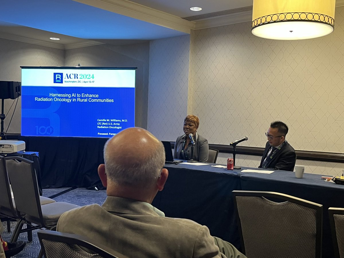 AmulyaYala's tweet image. Dr. Camille Williams (a former @NorthwesternMed rad onc resident!) discussing AI in rural medicine. An alum doing amazing work! #ACR2024 @ACRCARROS1986