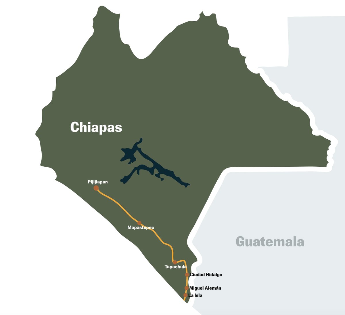La última ruta que recorrimos es la del río Suchiate, que separa Guatemala y México. La batalla por el tráfico es feroz en esa parte de la frontera. De los ejecutados junto al río, a la persecución de migrantes hacia el norte. Sin embargo, los gobiernos estatal y federal tratan…