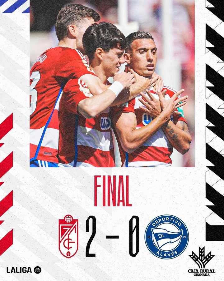 FINAL. #GranadaAlavés 2-0 El #GranadaCF corta la racha de 11 jornadas sin ganar ante el rival al que ha ganado SIEMPRE que ha jugado en Los Cármenes en Primera. La anterior racha de 15 partidos sin ganar también terminó por idéntico resultado, 2-0 al Cádiz. #HistoriaGCF