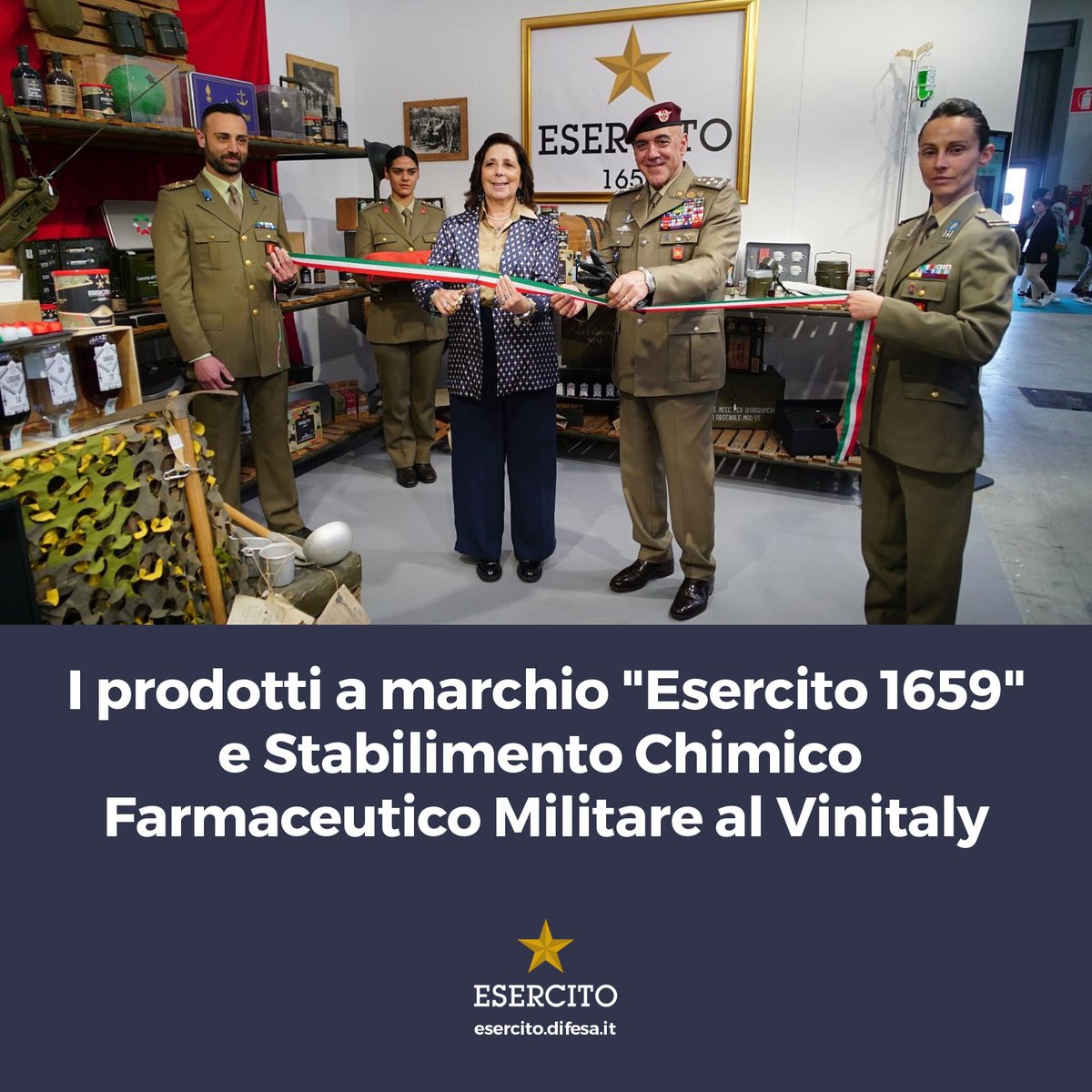 I prodotti a marchio 'Esercito 1659' e Stabilimento Chimico Farmaceutico Militare al Vinitaly esercito.difesa.it/comunicazione/… #vinitaly #vinitaly2024 #verona #esercito #esercitoitaliano #difesaservizi #forzearmate #UnaForzaperilPaese #valori #istitutofarmaceuticomilitare…