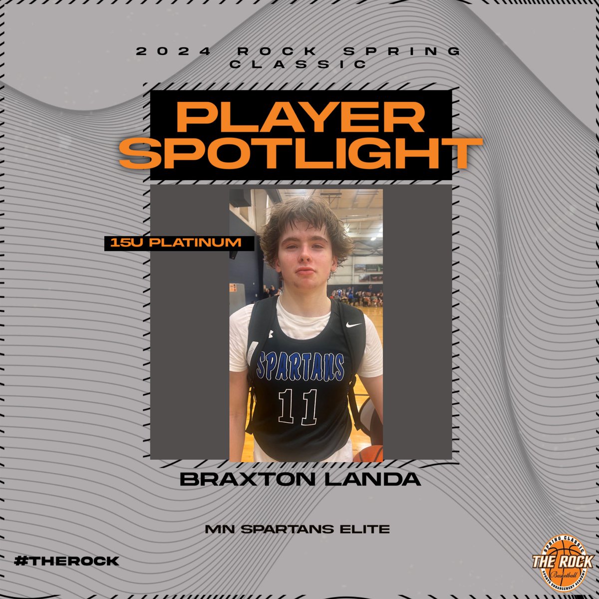 The ROCK Spring Classic (@rockspringclass) on Twitter photo 🚨PLAYER SPOTLIGHT🚨
2027 Braxton Landa had a strong game for <a href="/mnspartanselite/">MNSPARTANSELITE</a> in their Elite 8 win over Fundamental U - Select.
#TheROCK 🚨PLAYER SPOTLIGHT🚨
2027 Braxton Landa had a strong game for <a href="/mnspartanselite/">MNSPARTANSELITE</a> in their Elite 8 win over Fundamental U - Select.
#TheROCK