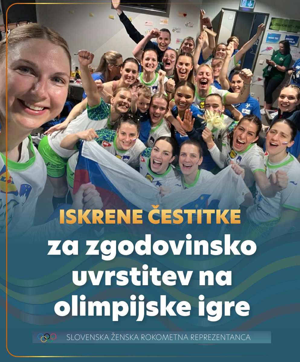 🇸🇮🏅 Iskrene čestitke slovenskim rokometašicam za zgodovinsko uvrstitev na olimpijske igre, ki bodo letos v Parizu. #TeamSlovenia 📸 @rzs_si