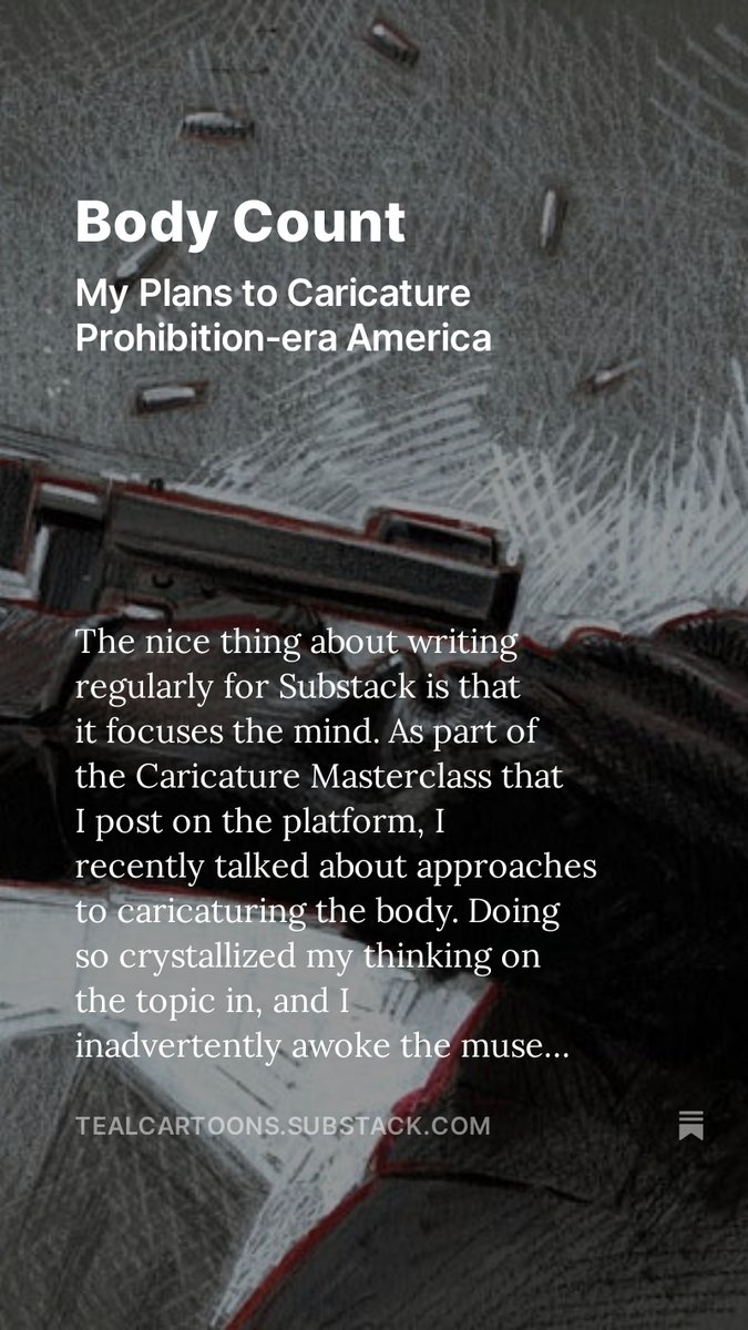 Here's a free article I wrote on Substack about my plans to #caricature the world of Prohibition-era cops and mobsters: open.substack.com/pub/tealcartoo…