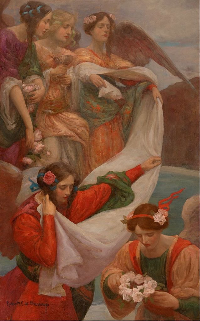 Finally today ‘Angels Descending ‘ Rupert Bunny (1864-1947) Australian painter, born and raised in Melbourne New or forgotten ( by me) Thanks my XTwitterarty Maybe a bit later tomorrow due an appointment. Will be back. Helen🌷🌻🐝📚DrS 🛒⛵️👨‍🍳📚🌻 Max 💚🙄🐶