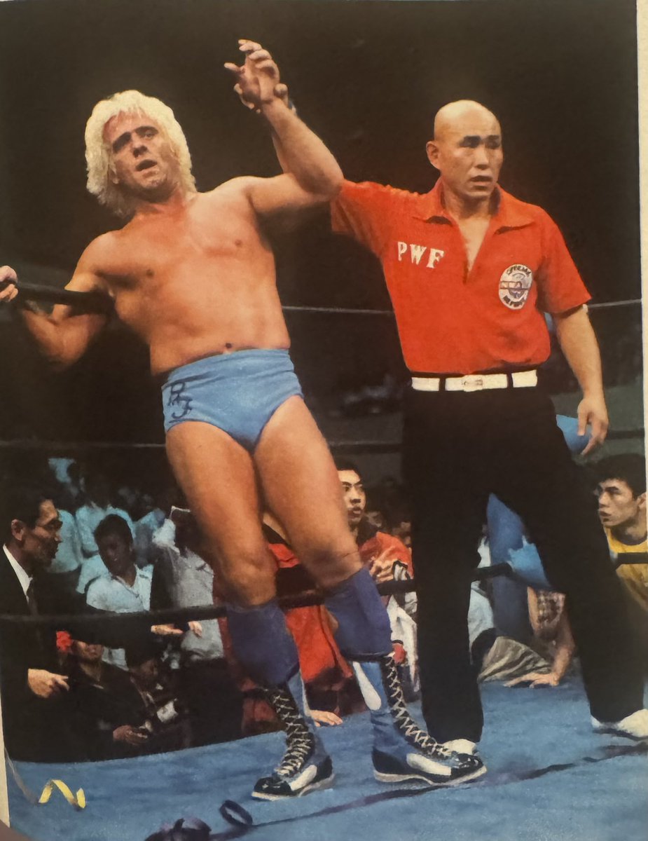 June 4th, 1982 at the Welfare Hall in Nagaoka, Niigata, Japan, Ric Flair successfully defends the NWA World Heavyweight title against Ricky Steamboat