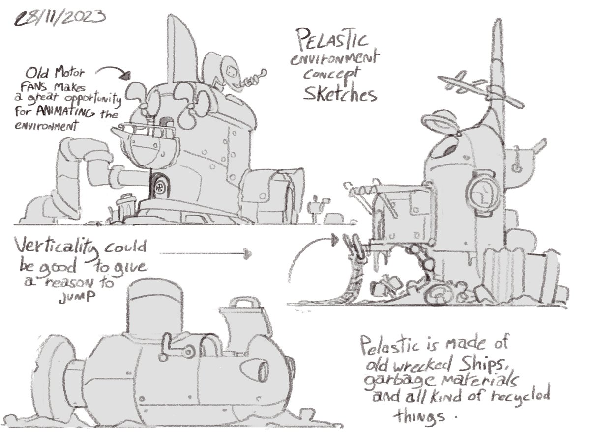 Capi974's tweet photo. I love to play with junk and garbage materials when I'm doing environnment designs for #Pickpock https://t.co/nvXnfs88ND