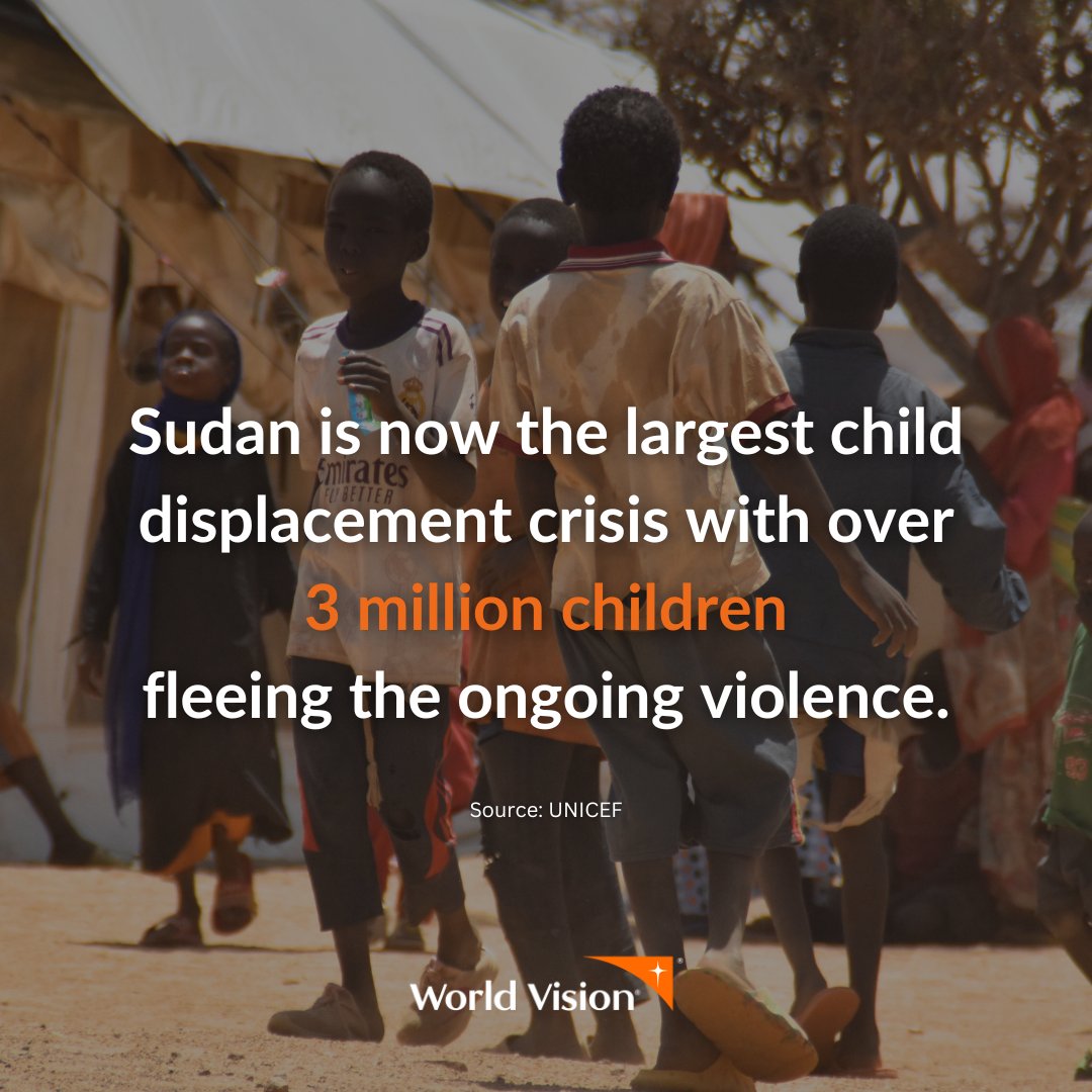 The year-long conflict in #Sudan has sparked the world's worst displacement crisis, impacting over 8.2 million people, including 3 million children. Urgent action is needed to shield children from the dangers of violence.