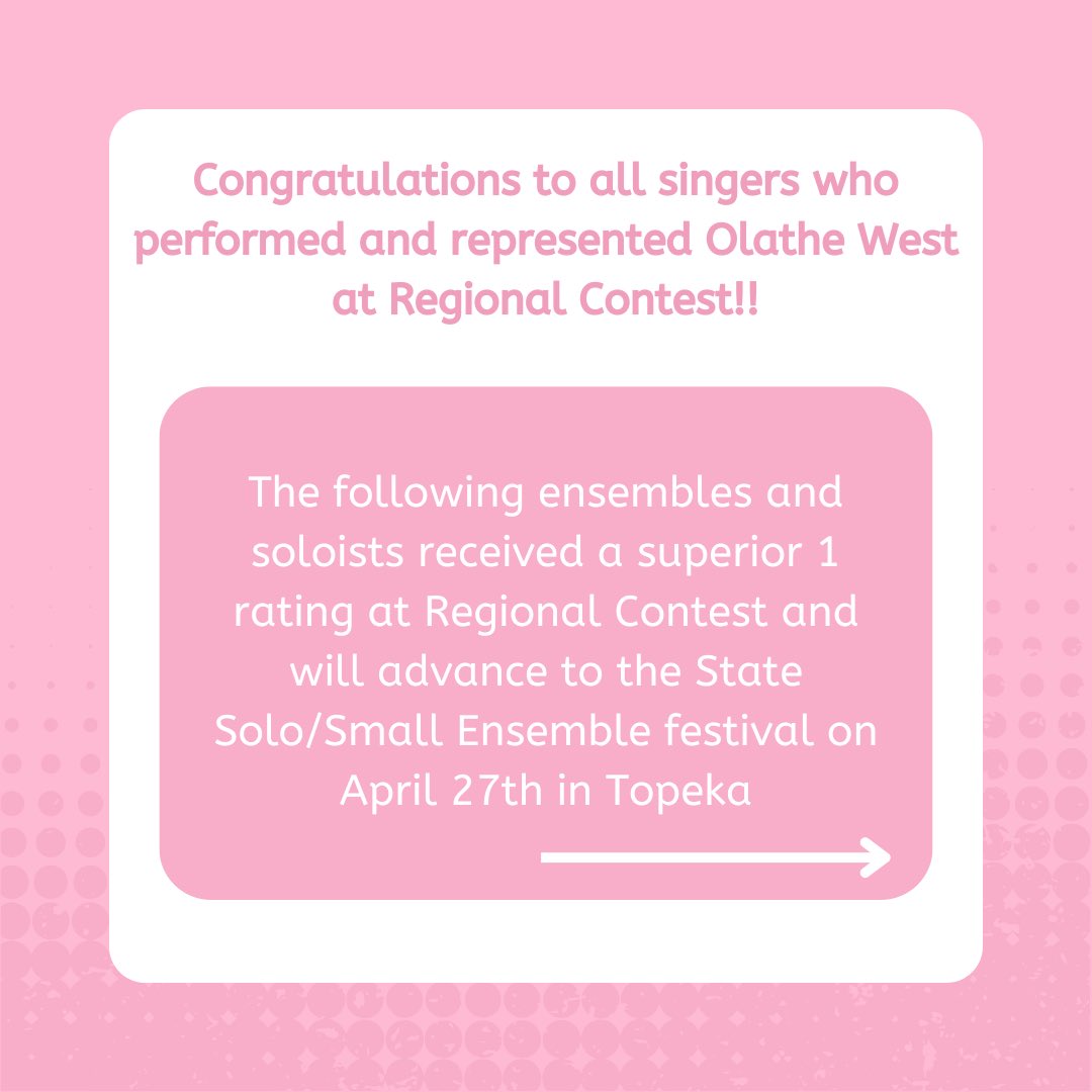 OlatheWestChoir's tweet photo. Congratulations to all Choir students who sang yesterday!!!!  

53 students will sing at State on Saturday, April 27th!!! 
#proudcoach https://t.co/5mJG6qX1mt
