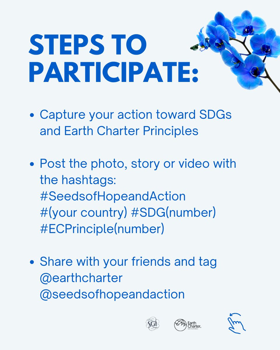 seedsofhopeanda's tweet photo. Join the new #SeedsofHopeandAction hashtag campaign! Cocreated by SGI and Earth Charter International, it asks individuals to share photos and videos of their actions toward implementation of the SDGs and related Earth Charter principles. https://t.co/gdbNsWEGFd