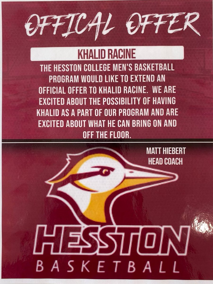 Douglas County 2024 Guard/Forward Khalid Racine has received his second official offer from Hesston College. Congratulations, Khalid! @CLBKhalid @recruitDChoops