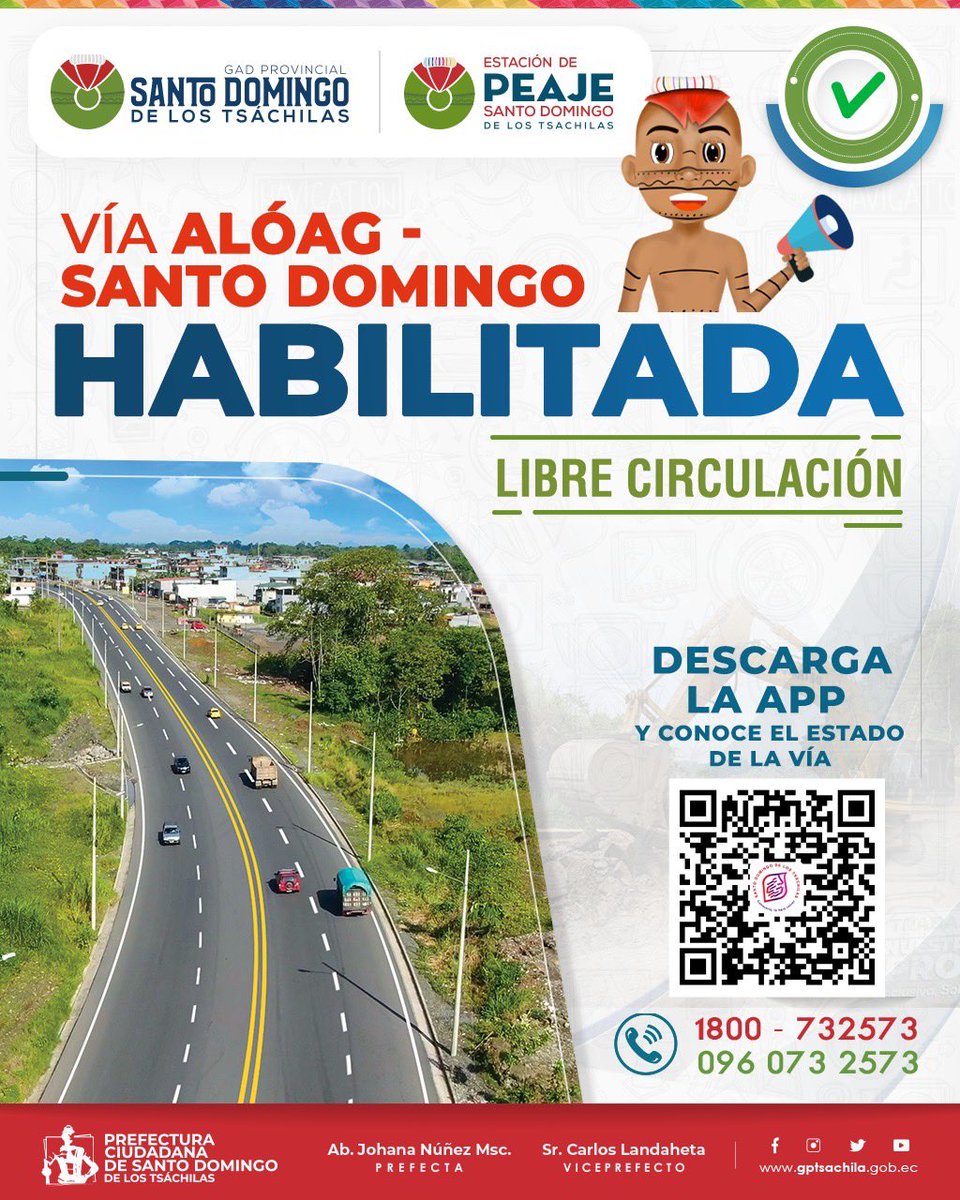#ReportePeajeSDT | Una vez superada las novedades en el km. 83, les informamos que la vía Alóag - Santo Domingo está habilitada ✅ Le recordamos que el paso por el puente provisional en el km. 82 es exclusivo para vehículos livianos 🚗 ¡Conduzca con precaución!