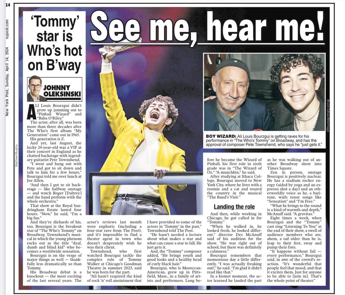 lisagoldbergpr's tweet photo. .⁦@nypost⁩ #AliLouisBourzgui #Tommy ⁦@TheWho⁩ ⁦@WhosTommyShow⁩ #PeteTownshend #DesMcAnuff ⁦@LorinLatarro⁩ https://t.co/VXC9z3ljyD