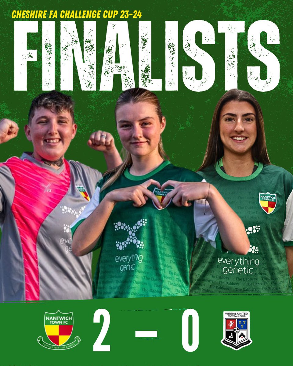 WE'RE THROUGH TO THE FINAL!🏆💪

A 2-0 win against Wirral United sees us through to the final of the Challenge Cup!🏆💚

#UpTheDabbers💚