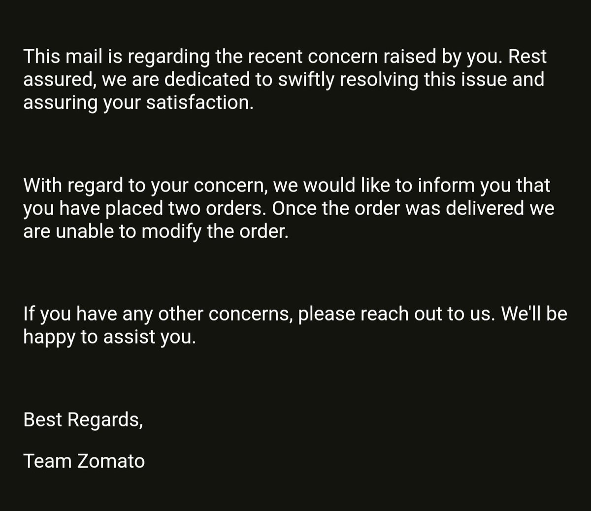 Milind__Patel's tweet photo. Dear @zomato 
How hard is it to verify that an order has been placed currently before placing another duplicate order?

I got some very smart devs which you might consider hiring since your current one's can't code for shizz.

@zomatocare #Zomato https://t.co/bairrWivlP
