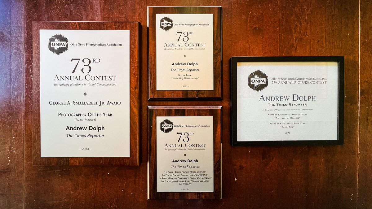 Sometimes the accolades don’t sink in until receiving the plaques. It was a year of hard work in Tuscarawas County covering the stories and events that matter. The work continues … see you Monday. 

#journalismmatters