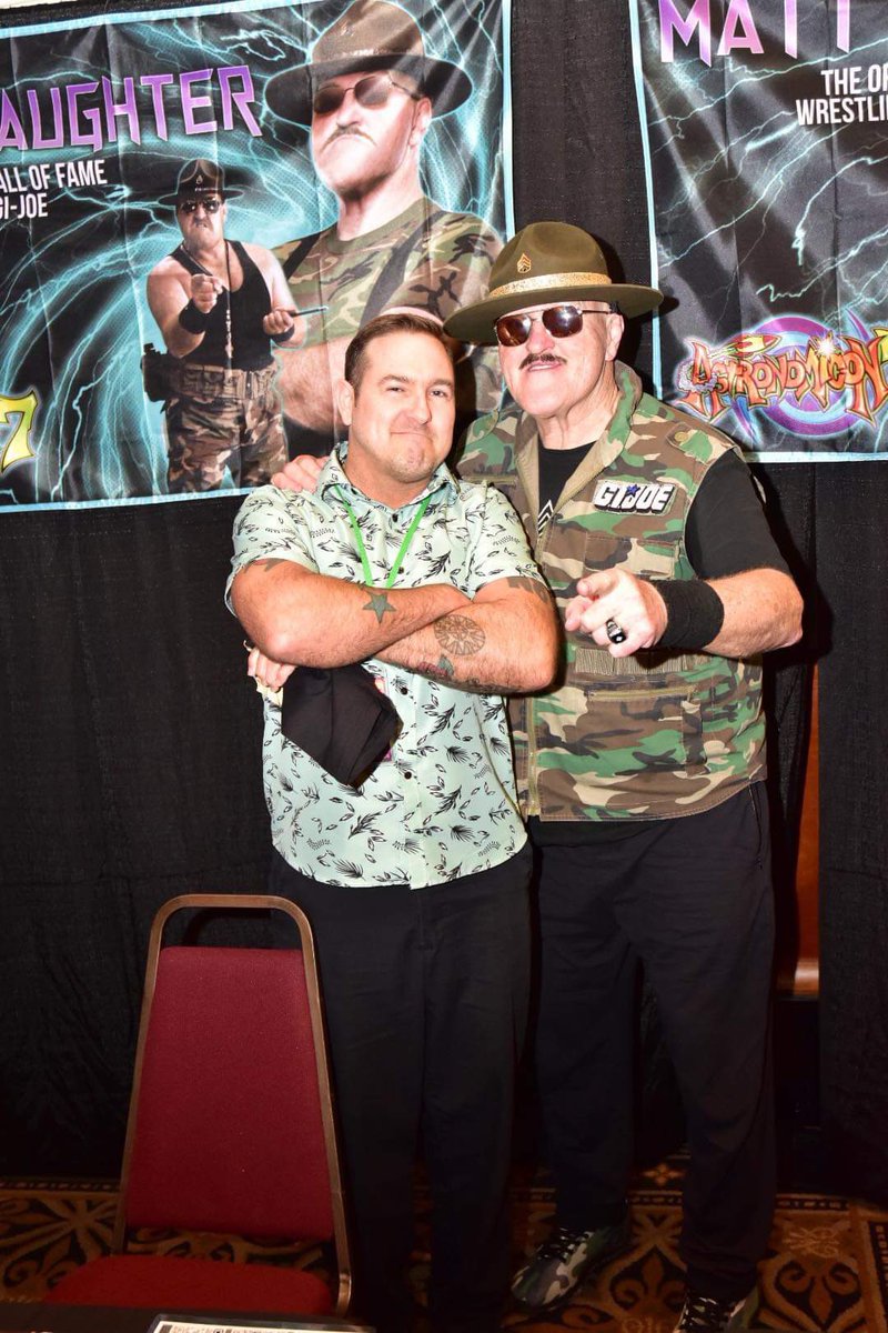 Shut your hole, MAGGOT! This weekend I had the privilege and honor of spending considerable time with this man, sharing meals, stories and tons of laughs. A dream come true and he treated me like an old friend. Thank you @_SgtSlaughter! Sincerely, Pvt N8 Mattson 🫡🐍🪖