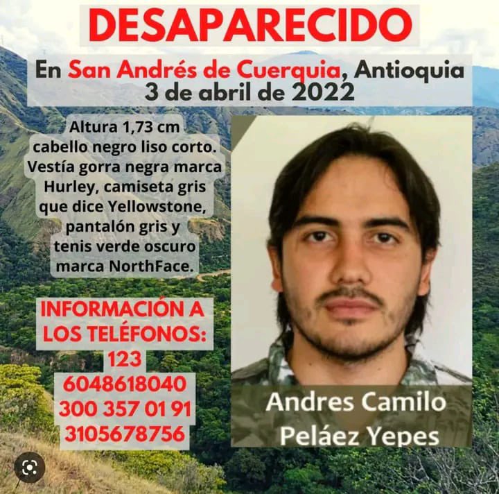 claoyepes's tweet photo. #DondeEstaCamilo #AndresCamiloNoAparece Dios740 días! Una Madre No se cansa de esperar! Reforzar y reforzar la búsqueda! EPM, Consorcio Energía Colombia, WSP quien responde! Quien me devuelve mi hijo! https://t.co/U5b1xenabp